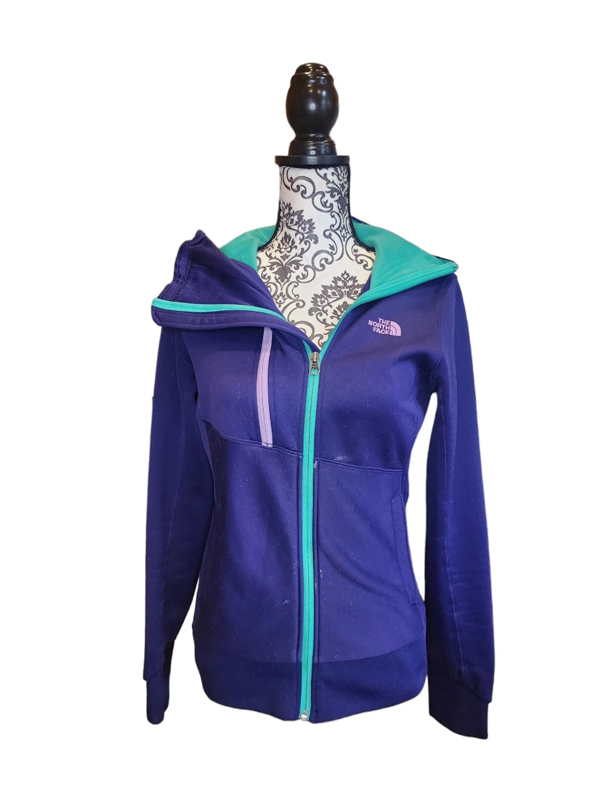 The North Face Double Zipper Hooded Sweatshirt Size Small Indigo