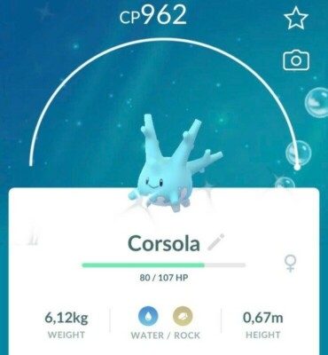   Shiny Corsola -  P T C - 80k stardust  - Description