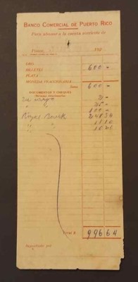 ANTIQUE BANK DOCUMENT / BANCO COMERCIAL DE PUERTO RICO / 1920's 