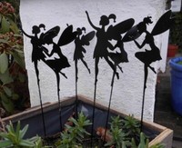Topfstecker Beetstecker 6 Feen Gartenstecker (2 Modelle) Eisen Schwarz 30 Cm