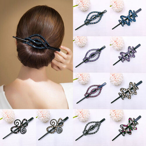 Women Alloy Hairpin Stick Pin Hair Slide Clip Lady Bun Holder Hair Accessories# - Picture 1 of 25