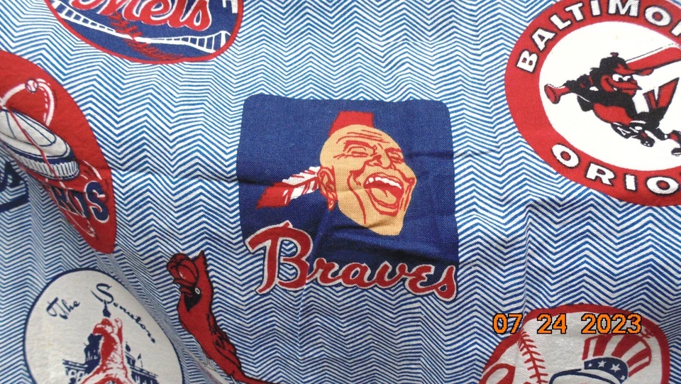 2 fundas de cama dobles con logotipo de equipos de béisbol mezcla de lino tela -- hechas a mano Foto 2 de 4