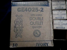 1 NOS General Electric GE4025-2 T-Slot Flush Receptacles 15A 125V Ivory SLIM
