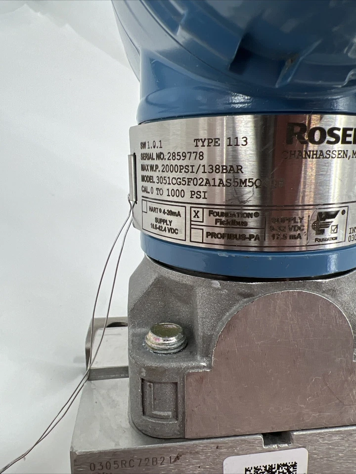Rosemount 3051 Pressure Transmitter 3051CG5F02A1AS5M5Q4Q8, 0-1000 PSI, Stainless - Image 4 of 4