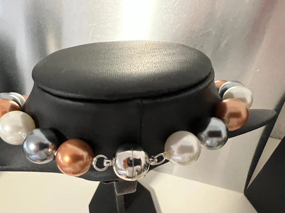 Muschelkernperlen Collier Kette Schoko südsee Tahiti farben L 50 cm Perlen 14 mm - Bild 3 von 3