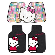New Sanrio Hello Kitty 2pc All Weather Rubber Front Floor Mats Auto Sun Shade