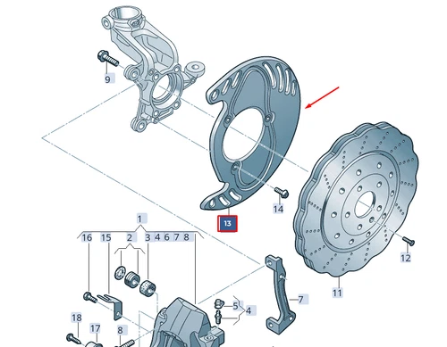 NEW AUDI RSQ3 8U FRONT LEFT BRAKE DISC PROTECTION 8U0615311 ORIGINAL - Picture 11 of 12