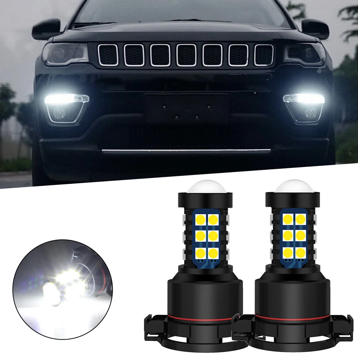 2Pcs White High Power LED DRL Daytime Running Lights For 2017 2019