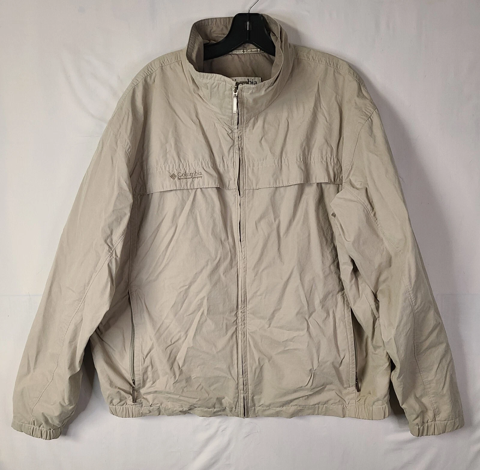 Columbia Men’s Sz XL Beige Northway Hiking Wind Water Resistant Full Zip Jacket