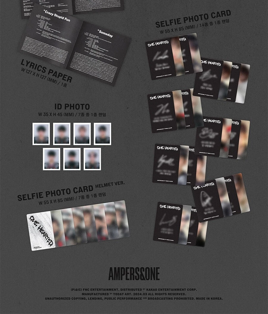 AMPERS&ONE [ONE HEARTED] 2nd Single Album POST CARD Ver/CD+Card