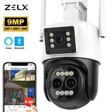 Home 4K HD WiFi IP Camera 8X Zoom Three Lens Dual Screen PTZ Cam Auto Tracking