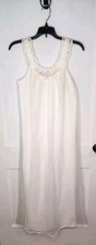 Vtg Shadowline White Tulle Floral Lace Nightgown Sleepwear Lingerie Size Petite