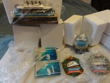 BRAND NEW Titanic Ship GIFT Lot SET Resin Model Snow / water GLOBE Wreath w/ BOX
