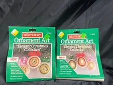 2 VTG DISTLEFINK DESIGNS SEQUINCE ORNAMENTS ART ELEGANT CHRISTMAS COLLECTION NIP