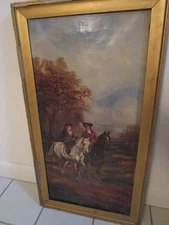 Oil Painting Original By W. H. Moman, Couple In The Ridding Morning 