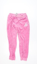 Barbie Girls Pink Velour Jogger Trousers Size 12 Years Elastic Waist