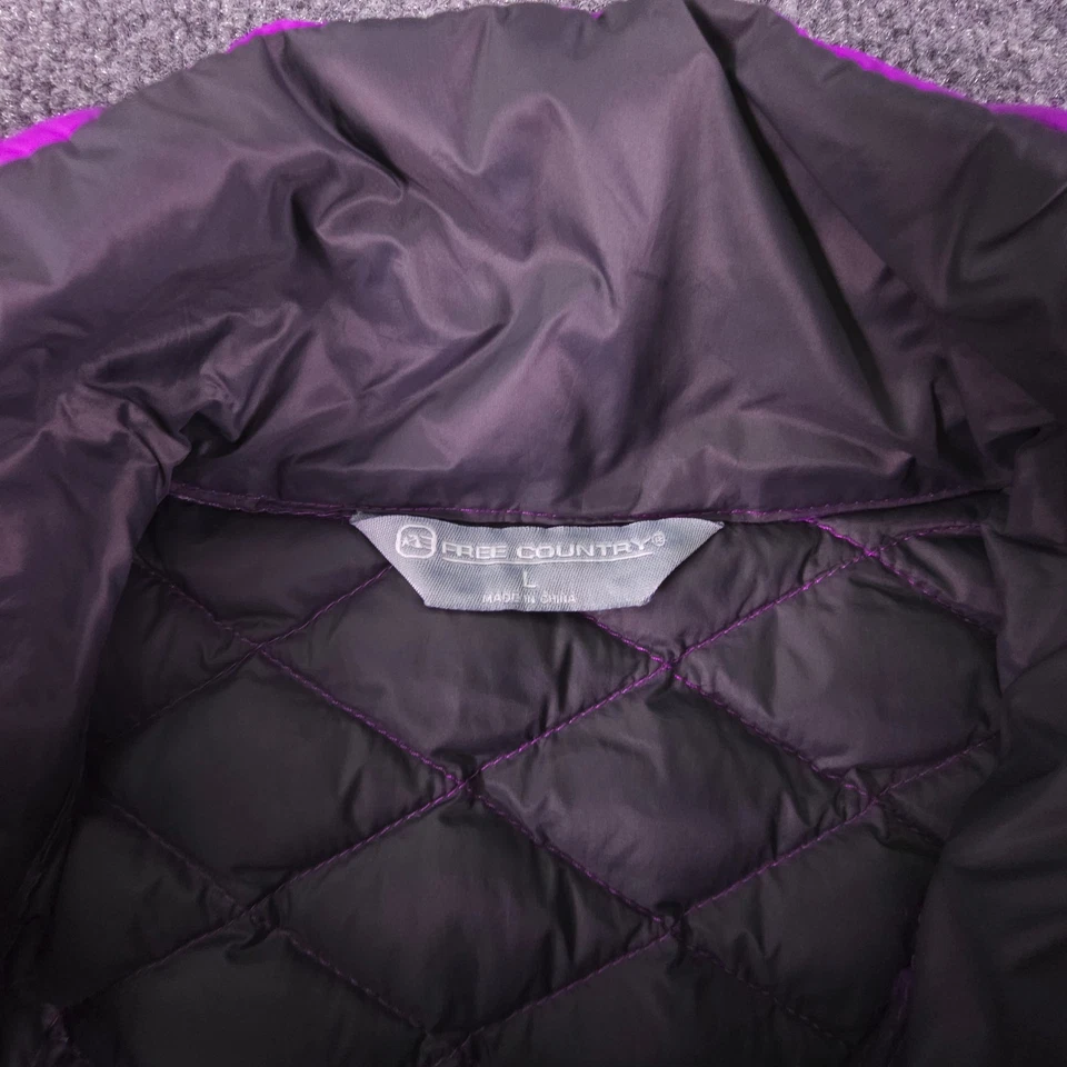 Free Country Down Puffer Jacket Women's Purple Lightweight Quilted Coat Large - Image 2 of 4