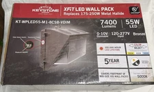New Keystone 55W Outdoor XFit KT-WPLED55-M1-8CSB-VDIM Wall Pack Light 175W-250W