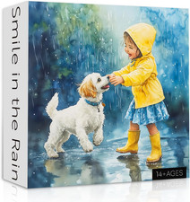 Funny Dog Puzzles for Adults 1000 Pieces, Cute Animal Jigsaw Puzzle, Rainny Pupp