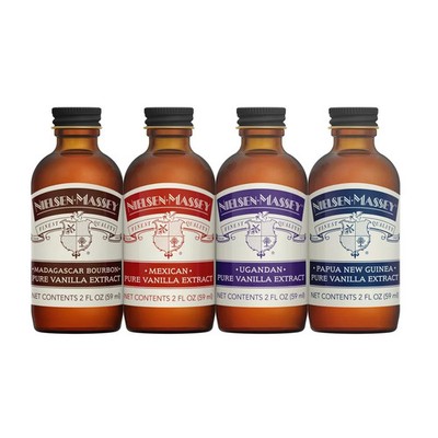 PURE VANILLA EXTRACT NIELSEN MASSEY VARIETY MEXICAN MADAGASCAR BOURBON GIFT 4 PC
