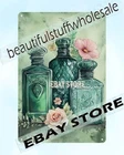 Antique Bottles Tin Sign Green floral vintage vibe art prints