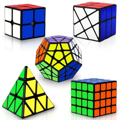 Speed Cube Set, Puzzle Cube, Magic 2x2, 4x4, Pyraminx, Megaminx, Multicolor 