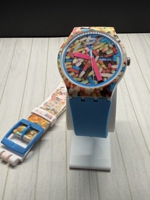 Swatch SUOW705 Sprinkled Pastry Chef 2013 New Gent 41mm Day Date Two Straps