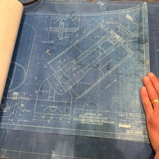 Vtg 1918 AT&SF Santa Fe Building Blueprints R...