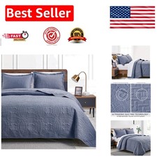 Durable King Size Quilt Set - Soft Coin Pattern Bedspread - Perfect for Families