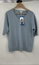 Ella Moss V-Neck Blouse Shirt Women's Large Blue NWT Designer