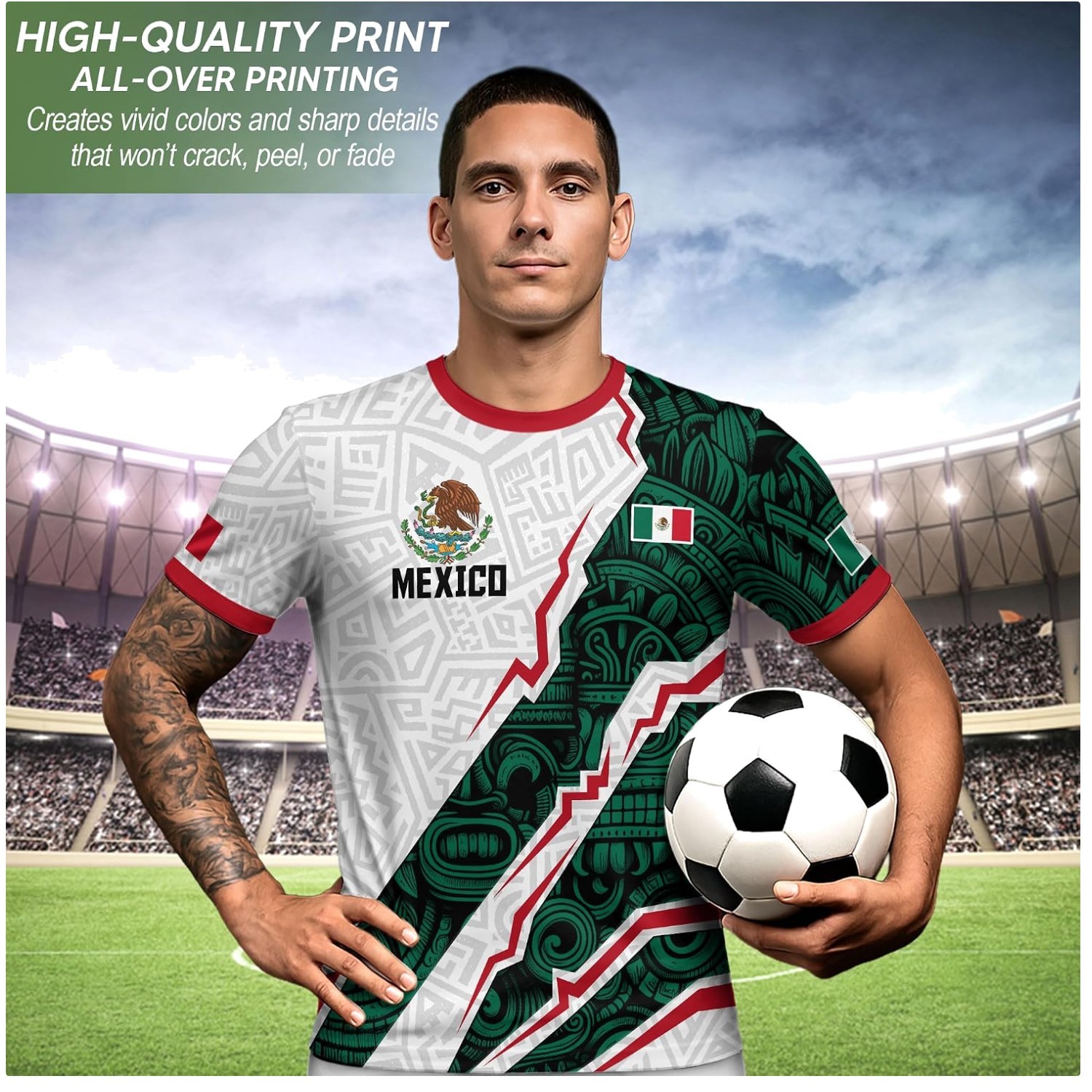 Mexico Soccer Jersey - Athletic Styling & Heritage Graphics