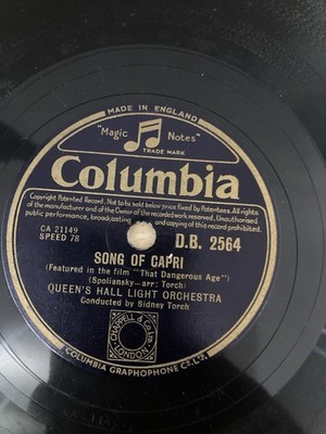 78rpm QUEENS HALL LIGHT ORCH - SIDNEY TORCH song od capri / pale moon Shellac GD
