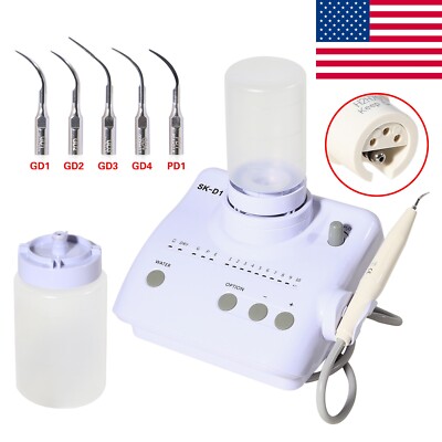 Dental Portable Ultrasonic Scaler + Handpiece 5*Tips +Bottles Fit DTE D1