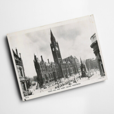 A3 DRUCK - Vintage Lancashire - Rathaus und Albert Square, Manchester