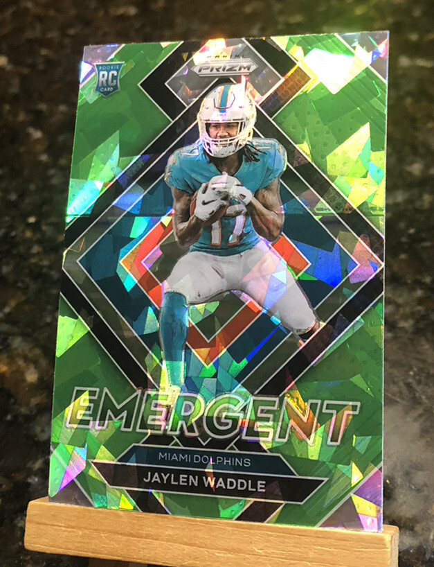 2021 Panini Prizm Jaylen Waddle Emergent Green Cracked Ice Rookie RC SSP #E-8