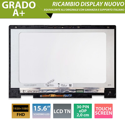 Supporto Monitor Scrivania Touch Screen LCD 15,6" Per HP ENVY X360 15m- Bq021dx / 15m-bq121dx - Risoluzione Full HD 1920x1080 IPS Hp Pavilion X360 14-cd0027nl - Foto 8