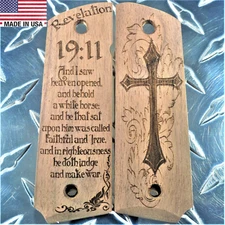Revelation 19:11 Walnut Hardwood 1911 Grips Full Size / Commander - Made in USA