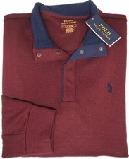 Polo Ralph Lauren Maroon Red 1/4 Button Sweater Mens Snap Collar 98
