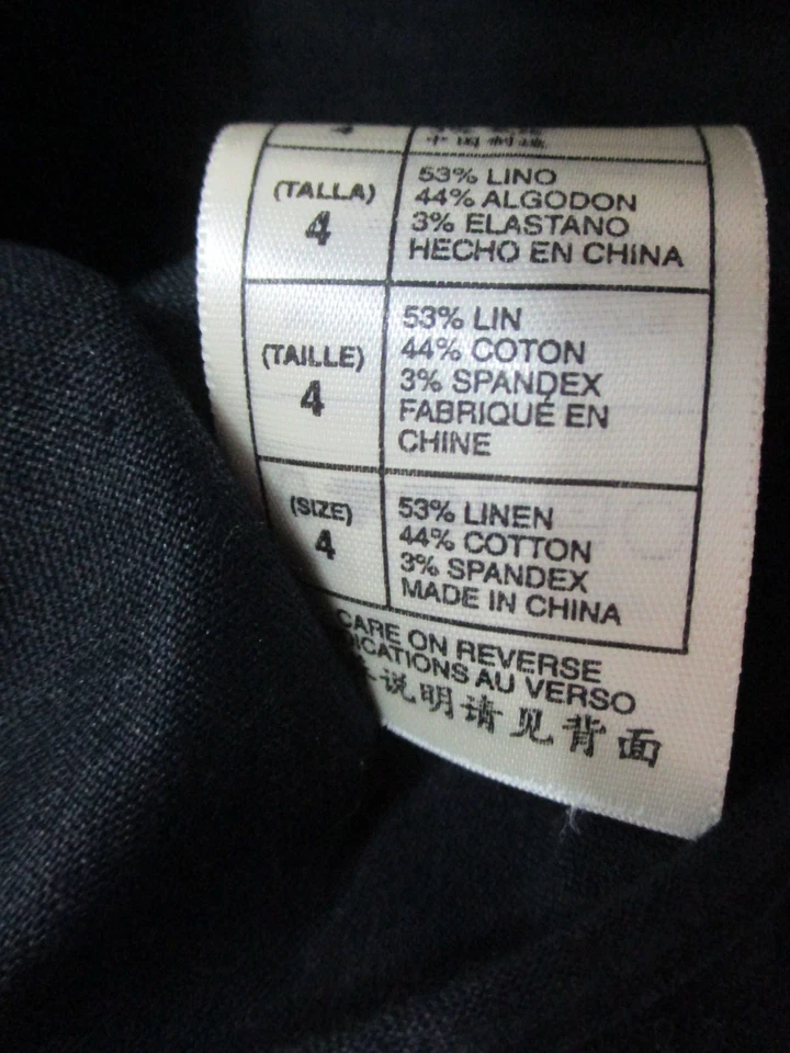 Pantalones Cortos Capri Max Studio Negros/Azul Marino Mezcla de Lino Dobladillo con Puños para Mujer talla 4 Foto 3 de 4