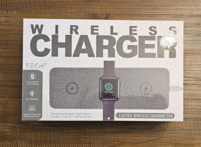 New TECH 2 Nano Juice Wireless 3 Device Charging Pad TWC2020GY Gray
