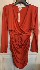 NWT Capella Cutout Criss Cross Ruching Dress Orange Plus 3x Sexy/Club SKU E83