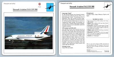 Dassault Aviation Falcon 900 - Transport - Warplanes Collectors Club Card