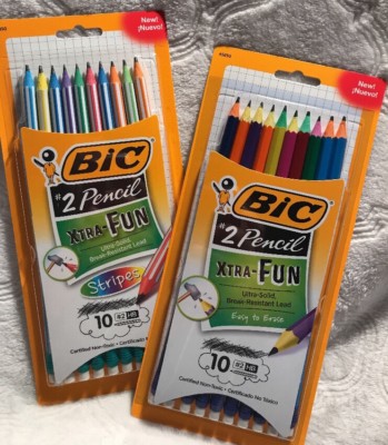 BIC Xtra Fun Stripes #2 HB Black Lead Pencil 20 Count Stripe/solid Free Shipping