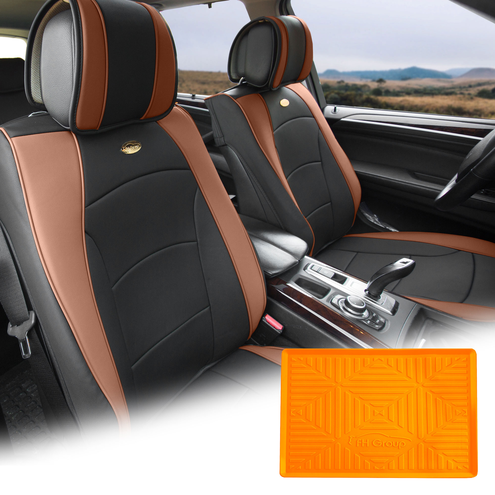 FH Group Universal Fit Leatherette Car Seat Covers for SUV Front Set w/ Dash Mat