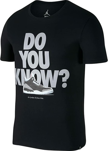 Nike Jordan Retro 3 "Do You Know?" T-Shirt Schwarz Herren Medium Neu mit Etikett - Bild 1 von 4
