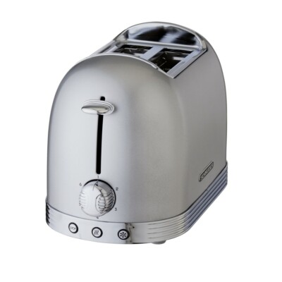 SCHNEIDER SL T2.2 SI RETRO Toaster m. Brötchenaufsatz 2-Scheiben SLT2.2SI SILBER