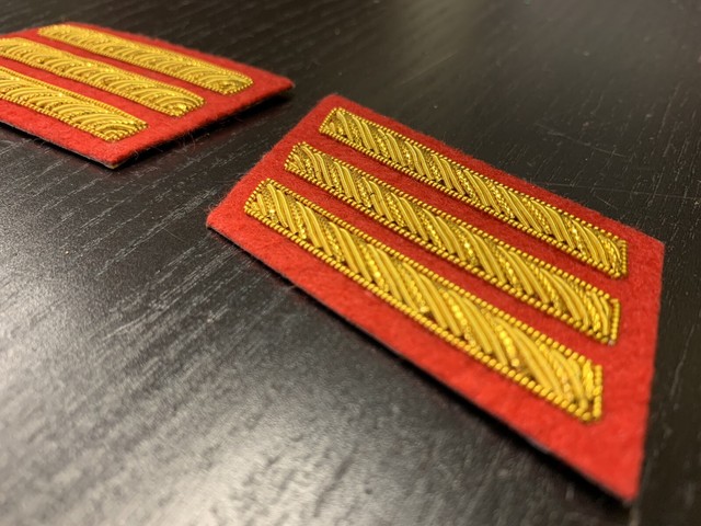 CSA Gold Embroidered Captains Bars - RED Background Pair - NEW | eBay