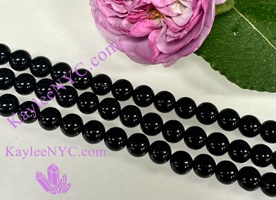 Wholesale Lot 3 Strands 8mm Natural Black Tourmaline Beads Crystal Healing 15.5''