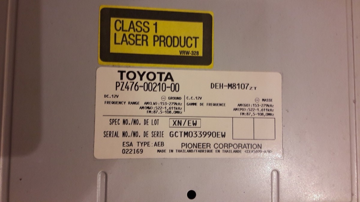 PZ476-00210-00 OEM Toyota Hilux 2007-2012 CD player Pioneer DEH