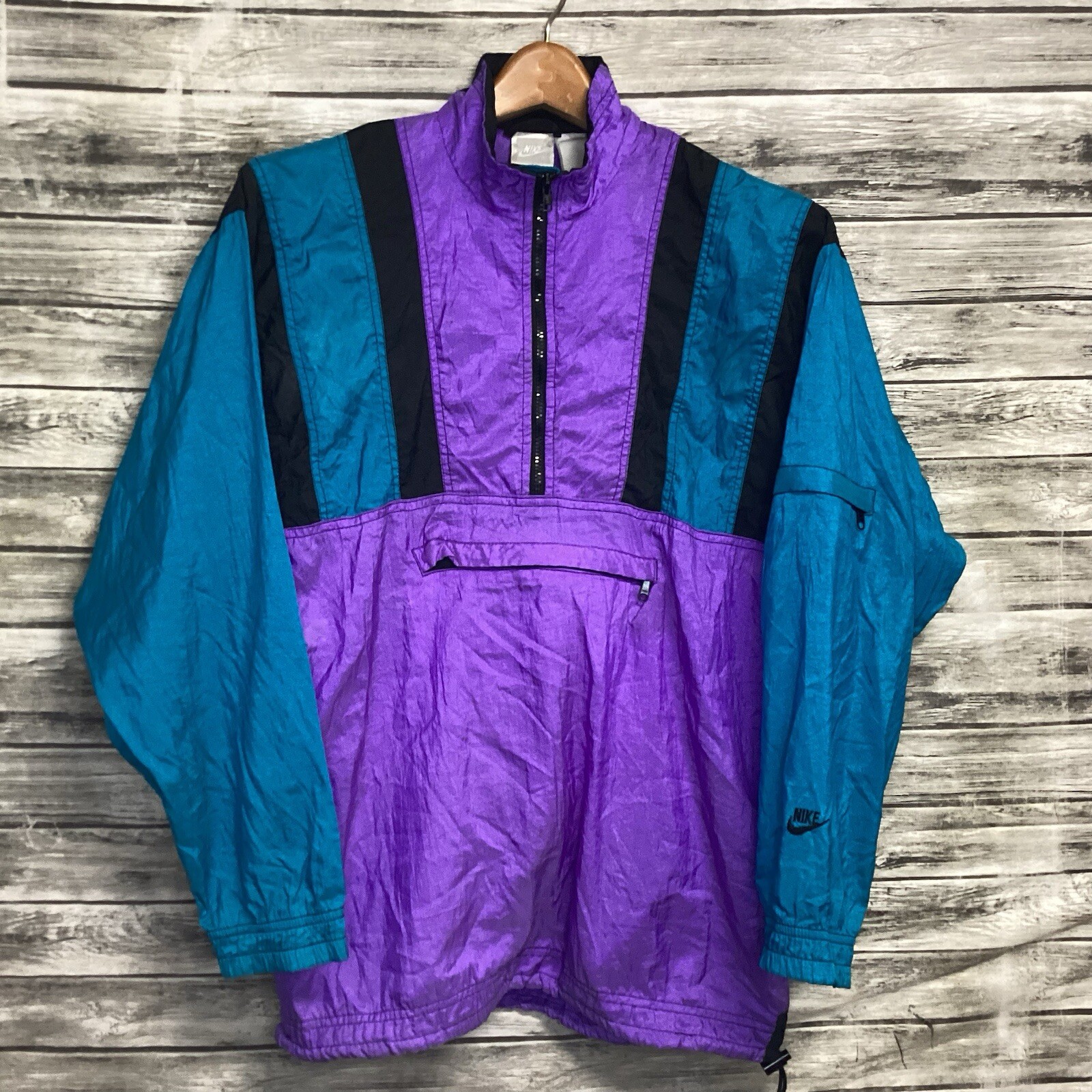 Vintage Nike Jacket Mens Small Multicolor Windbreaker Half Zip Pullover 80s